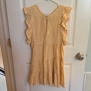 Yellow Gingham Ruffle Mini Dress